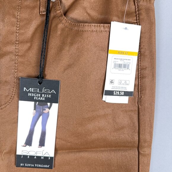 Sofia Vergara Melisa High Rise Flare Jeans Womens Size 12 Stretch Brown - Picture 8 of 12